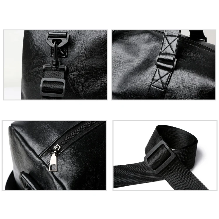 TBD06042075_B4.webp PU Leather Travel Fitness Bag Yoga Sport Training Bag with Shoe Compartment - Image 5