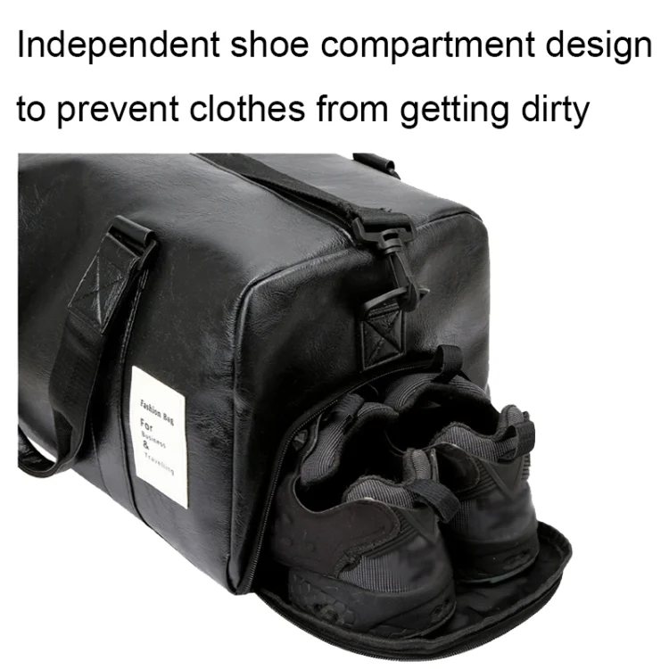 TBD06042075_B8.webp PU Leather Travel Fitness Bag Yoga Sport Training Bag with Shoe Compartment - Image 9
