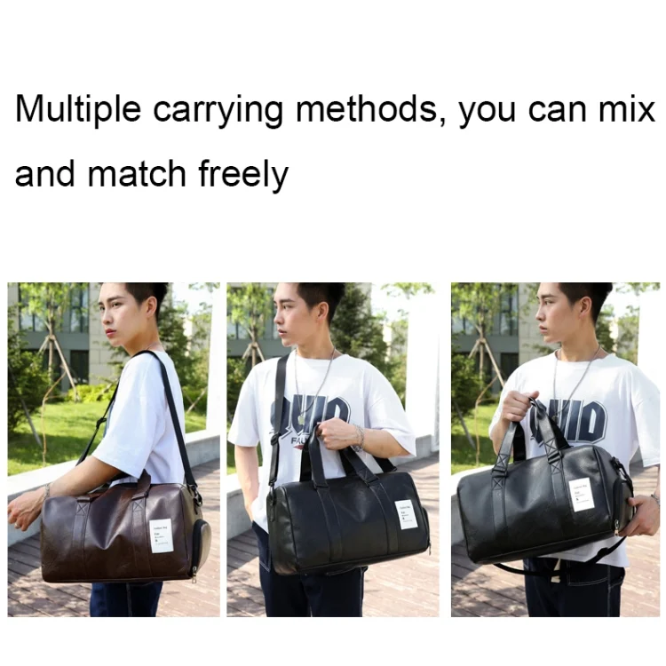 TBD06042075_B9.webp PU Leather Travel Fitness Bag Yoga Sport Training Bag with Shoe Compartment - Image 10
