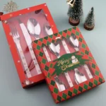 4pcs /Pack Christmas Knife Fork And Spoon Set Cartoon Cutlery Gift Box - Image 2