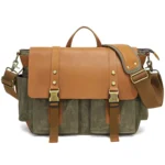 Outdoor Shoulder Crossbody Bag Leather Waxed Canvas Casual Bag