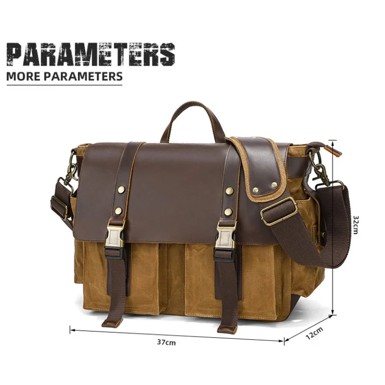 TBD06042106_B2.webp Outdoor Shoulder Crossbody Bag Leather Waxed Canvas Casual Bag - Image 3