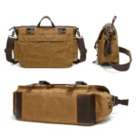 Outdoor Shoulder Crossbody Bag Leather Waxed Canvas Casual Bag - Image 4