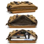 Outdoor Shoulder Crossbody Bag Leather Waxed Canvas Casual Bag - Image 5