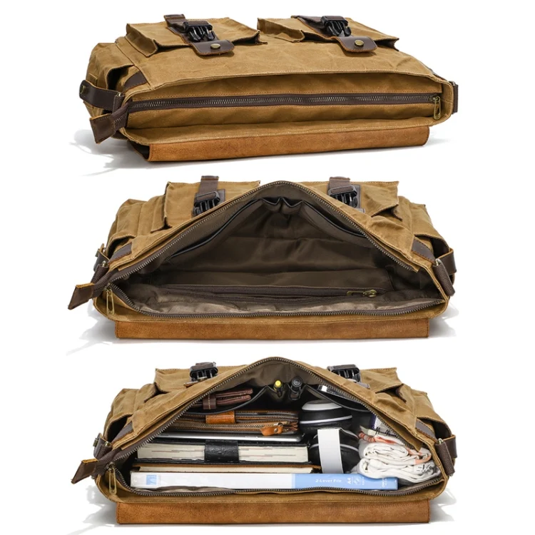 TBD06042106_B4.webp Outdoor Shoulder Crossbody Bag Leather Waxed Canvas Casual Bag - Image 5