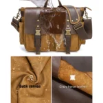 Outdoor Shoulder Crossbody Bag Leather Waxed Canvas Casual Bag - Image 6