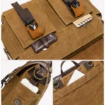 Outdoor Shoulder Crossbody Bag Leather Waxed Canvas Casual Bag - Image 8