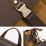 Outdoor Shoulder Crossbody Bag Leather Waxed Canvas Casual Bag - Image 9