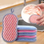 5pcs Double-sided Absorbent Kitchen Dishwashing Sponge Multifunctional Cleaning Rag - Image 2