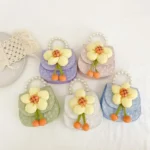 Children Cartoon Flower Pearl Handbag Princess Crossbody Bag Coin Purse - Image 2