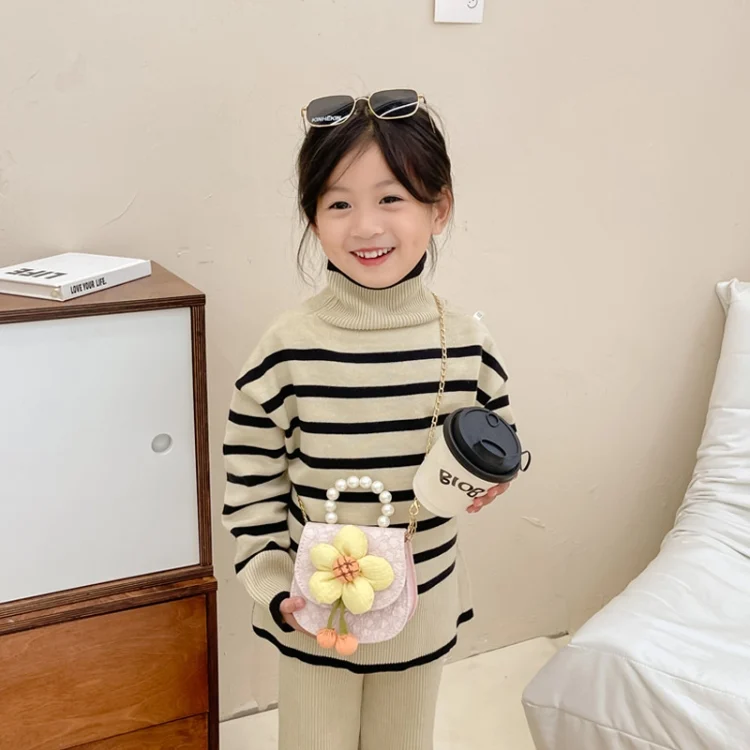TBD06042108_B5.webp Children Cartoon Flower Pearl Handbag Princess Crossbody Bag Coin Purse - Image 6
