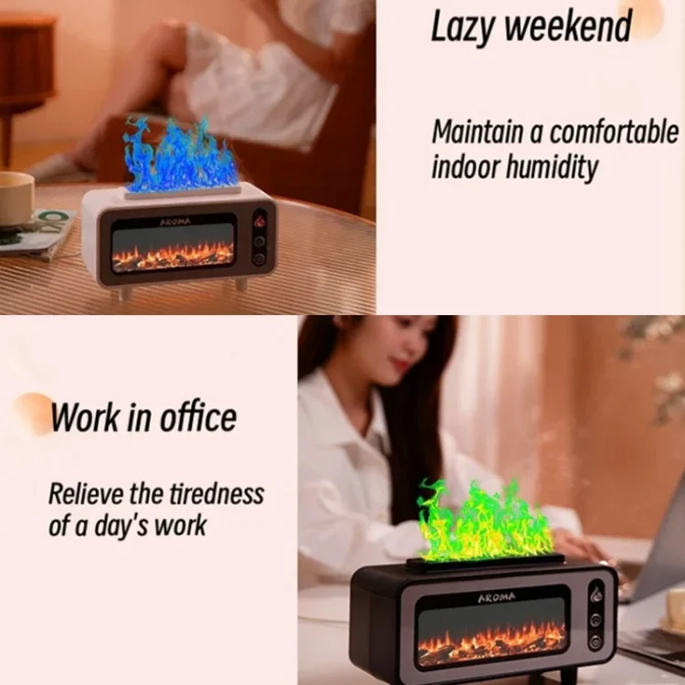 TBD06042140_B5.webp 200ml  Fireplace Flame Aromatherapy Air Humidifier USB Colorful Night Light Essential Oil Diffuser - Image 6
