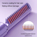 2 In 1 Portable USB Rechargeable Hair Curler Dual Usage Hair Straightening Comb - Image 8
