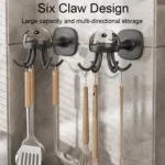 Multifunctional Six-claw 360-degree Rotating Hook Rack Kitchen Storage Seamless Punch-free Hooks - Image 4