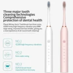 Rechargeable Ultrasonic Soft Bristle Electrical Toothbrushes Flosser 6 Gear With 4 Brushes - Image 3