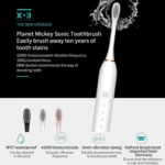 Rechargeable Ultrasonic Soft Bristle Electrical Toothbrushes Flosser 6 Gear With 4 Brushes - Image 8