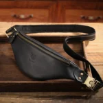 Bull Captain Retro Crazy Horse Leather Men Waist Bag Shoulder Bag Crossbody Bag