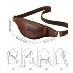 Bull Captain Retro Crazy Horse Leather Men Waist Bag Shoulder Bag Crossbody Bag - Image 2
