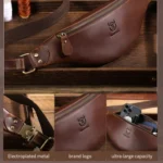 Bull Captain Retro Crazy Horse Leather Men Waist Bag Shoulder Bag Crossbody Bag - Image 5