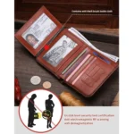 Bull Captain Men Wallet First-layer Cowhide Coin Clip RFID Retro Vertical ID Holder - Image 4