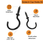 75pcs /Box Screw-in Ceiling Hook Set Home Storage Wall Cup Hook Lamp Hook - Image 4
