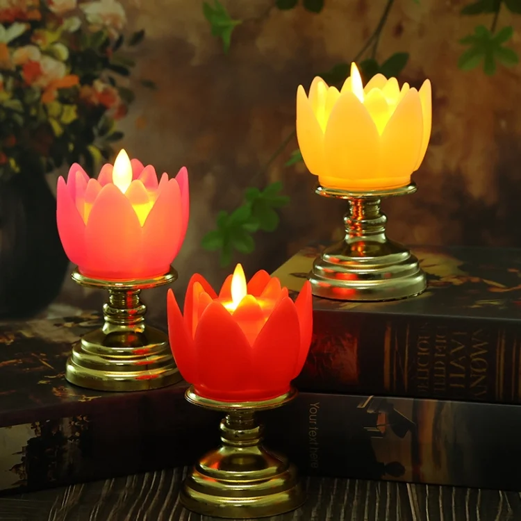 TBD06042445_B3.webp LED Electronic Candle Lotus Lamp Buddha Offering Light Simulation Swing Decorative Lights - Image 4