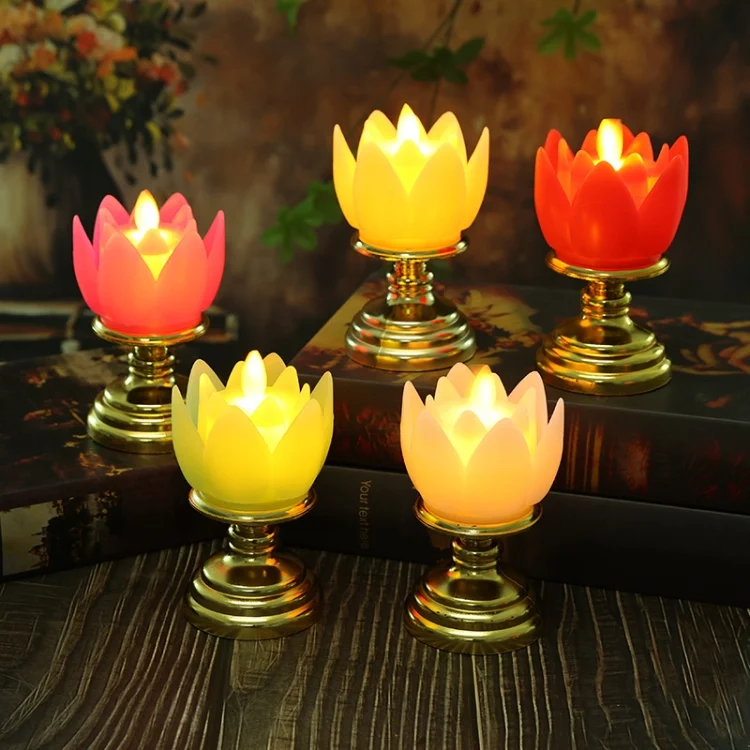 TBD06042445_B4.webp LED Electronic Candle Lotus Lamp Buddha Offering Light Simulation Swing Decorative Lights - Image 5
