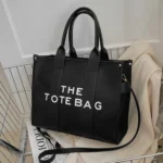 Women PU Leather Tote Bag Letter Printed Crossbody Bag