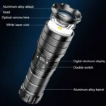X9 Outdoor White Laser Digital Display Zoom Flashlight Long Range Lighting Flashlight - Image 4