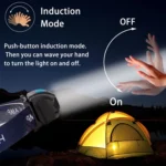 V38 USB Charging Induction Bright Headlight Outdoor Waterproof Lightweight Flashlight - Image 4