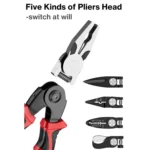 5 In 1 Combination Interchangeable Head Pliers Kit General Repair Screwdriver Pliers - Image 3