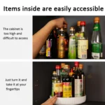 360 Degree Rotatable Storage Rack Kitchen Spices and Cosmetics Storage Tray - Image 3