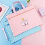 Zipper Canvas File Bags A4 Folder Pouch For Students Portable Handbag - Image 2