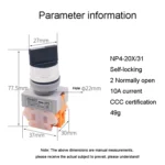 CHNT NP4-20X/31 Rotary Button 3-Position Self-Locking Transfer Switch Contacts 2 Normally Open - Image 5