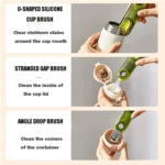 3 In 1 U shaped Cup Lid Cleaning Brush Water Bottle Cover Groove Cleaner - Image 5