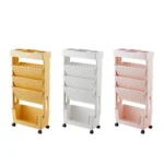 5-layer Movable Trolley Plastic Storage Rack for Student Books Vertical Bookshelves - Image 2