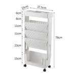 5-layer Movable Trolley Plastic Storage Rack for Student Books Vertical Bookshelves - Image 3