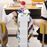 5-layer Movable Trolley Plastic Storage Rack for Student Books Vertical Bookshelves - Image 5