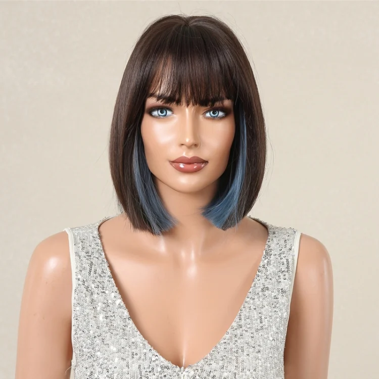 Women Full Bangs Bob Light Breathable Full Head Wig
