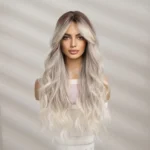 Big Wavy Women with Middle Parted Bangs Gradient Long Curly Hair Chemical Fiber Wig