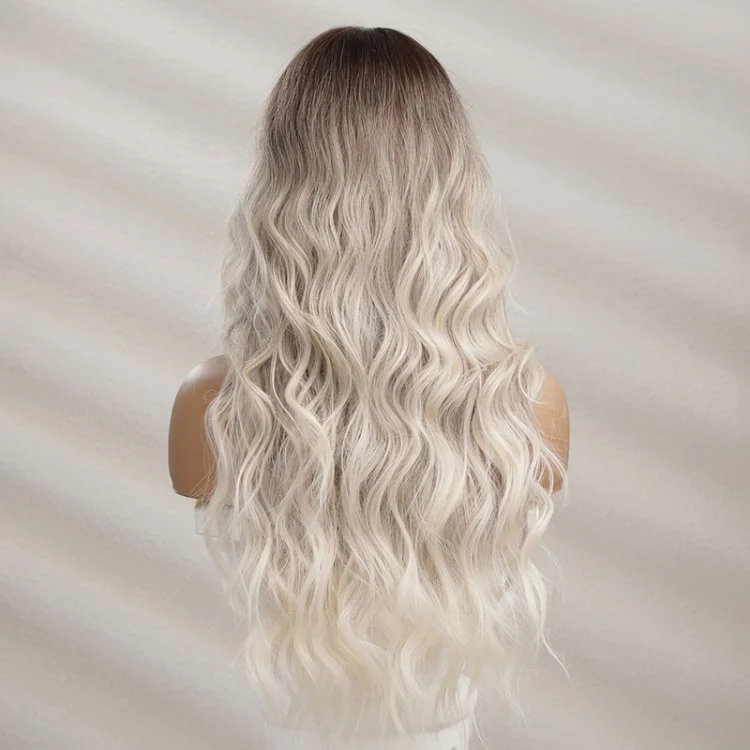 TBD0604288601A_2.webp Big Wavy Women with Middle Parted Bangs Gradient Long Curly Hair Chemical Fiber Wig - Image 5