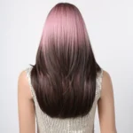 Cosplay Punk Style Gradient Long Straight Wig with Bangs - Image 3