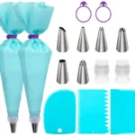 15 In 1 Silicone Icing Piping Cream Pastry Bag Stainless Steel Cake Nozzle Set