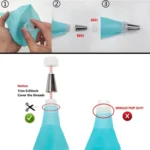 15 In 1 Silicone Icing Piping Cream Pastry Bag Stainless Steel Cake Nozzle Set - Image 3