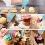 15 In 1 Silicone Icing Piping Cream Pastry Bag Stainless Steel Cake Nozzle Set - Image 5