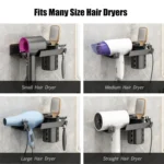 Bathroom Hair Dryer Rack Wall Mounted Soap Toiletries Shelf - Image 11