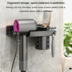 Bathroom Hair Dryer Rack Wall Mounted Soap Toiletries Shelf - Image 5