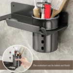 Bathroom Hair Dryer Rack Wall Mounted Soap Toiletries Shelf - Image 6