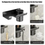 Bathroom Hair Dryer Rack Wall Mounted Soap Toiletries Shelf - Image 10