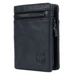 BULL CAPTAIN 03 Large-capacity Folding Multi-card Slot Cowhide Zipper Wallet Coin Clip